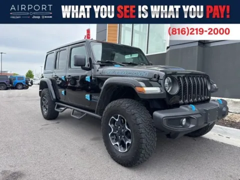 Black 2023 Jeep Wrangler Rubicon 4xe for sale in Platte City, MO