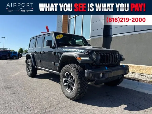 Black 2025 Jeep Wrangler Rubicon 4xe for sale in Platte City, MO