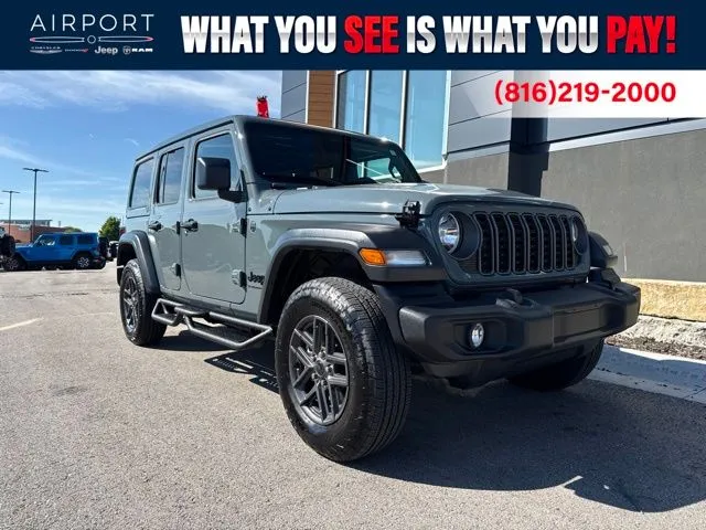 Used 2025 Jeep Wrangler 4-Door Sport S with VIN 1C4PJXDN3SW655991 for sale in Kansas City