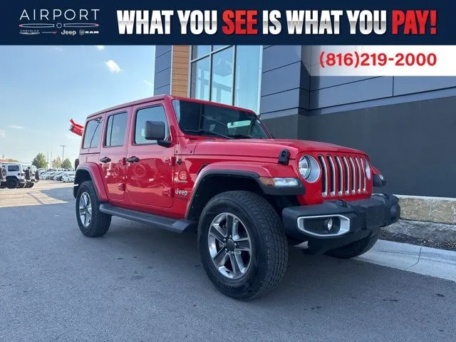 Used 2022 Jeep Wrangler Unlimited Sahara with VIN 1C4HJXEN1NW197522 for sale in Kansas City