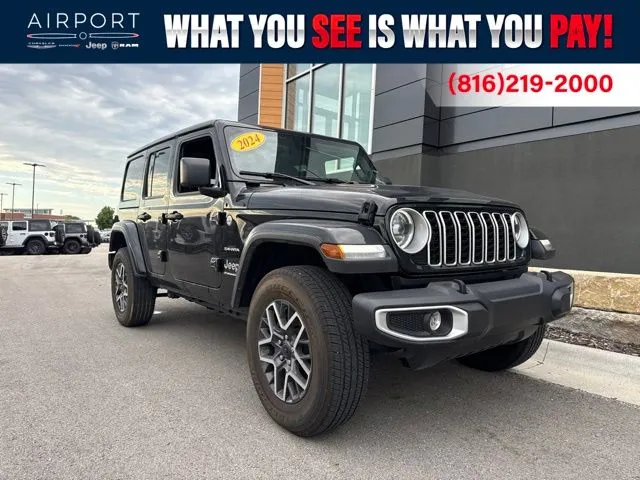Used 2024 Jeep Wrangler 4-Door Sahara with VIN 1C4PJXEG1RW335286 for sale in Kansas City