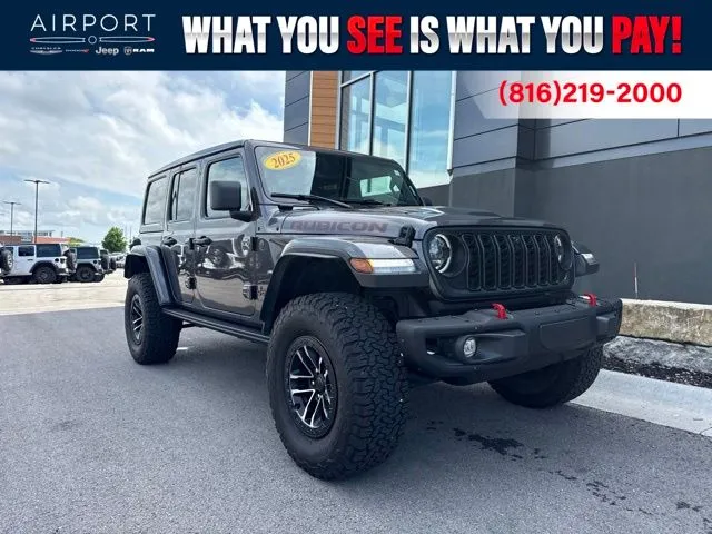Used 2025 Jeep Wrangler 4-Door Rubicon X with VIN 1C4RJXFG2SW613464 for sale in Kansas City