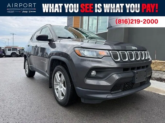 Used 2022 Jeep Compass Latitude with VIN 3C4NJDBB7NT107968 for sale in Kansas City