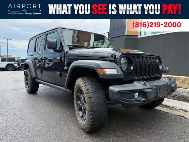 Used 2021 Jeep Wrangler Unlimited Willys with VIN 1C4HJXDN1MW769544 for sale in Kansas City