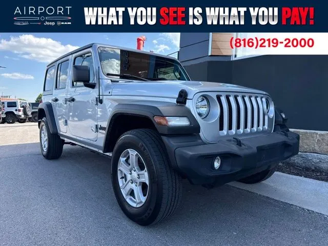 Used 2022 Jeep Wrangler Unlimited Sport S with VIN 1C4HJXDG4NW152075 for sale in Kansas City