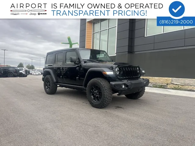 Used 2024 Jeep Wrangler 4-Door Willys with VIN 1C4PJXDG8RW352720 for sale in Kansas City