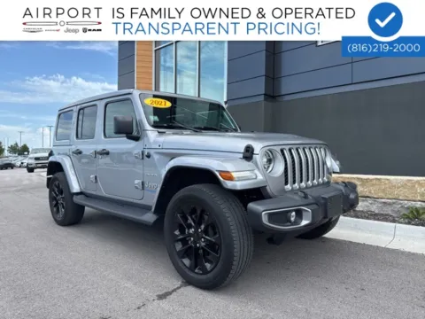 Silver 2021 Jeep Wrangler Unlimited Sahara 4xe for sale in Platte City, MO