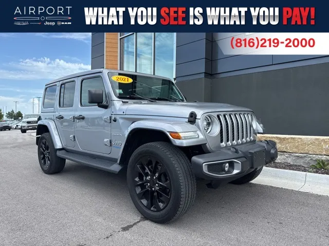Silver 2021 Jeep Wrangler Unlimited Sahara 4xe for sale in Platte City, MO