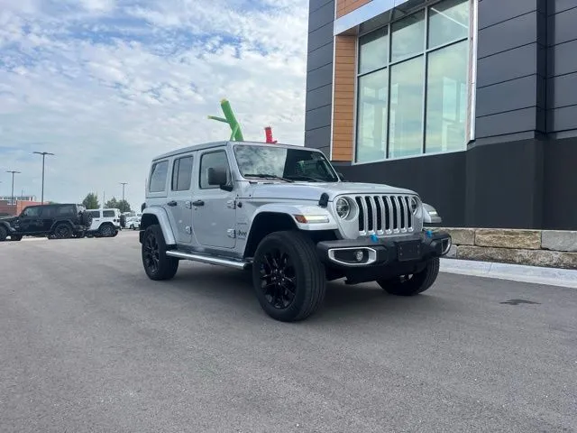 Silver 2022 Jeep Wrangler Unlimited Sahara 4xe for sale in Platte City, MO
