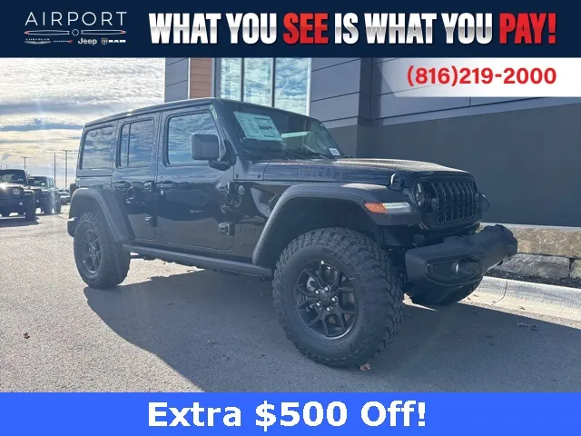Black 2026 Jeep Wrangler Willys for sale in Platte City, MO