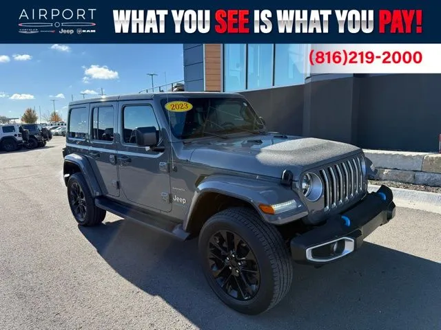 Gray 2023 Jeep Wrangler Sahara 4xe for sale in Platte City, MO