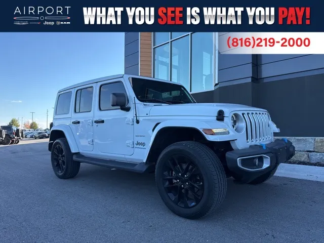 White 2023 Jeep Wrangler Sahara 4xe for sale in Platte City, MO
