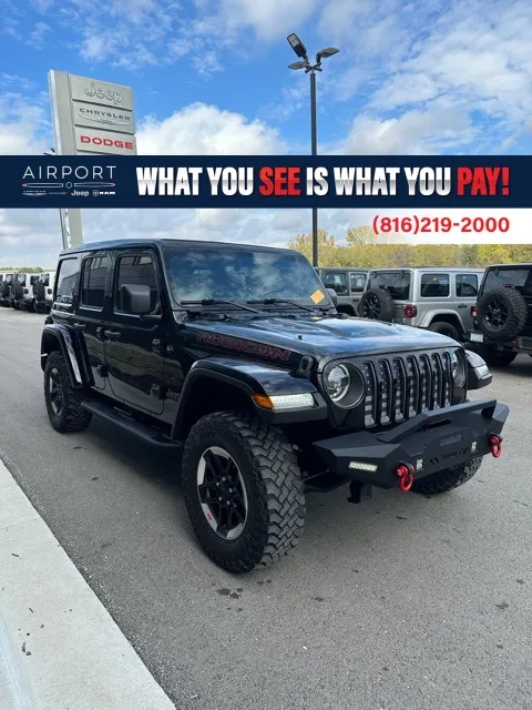 Used 2021 Jeep Wrangler Unlimited Rubicon with VIN 1C4HJXFG4MW553122 for sale in Kansas City