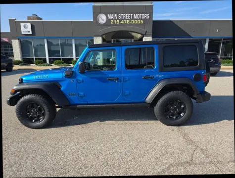 Blue 2023 Jeep Wrangler 4xe Willys 4xe Sport Utility 4D for sale in Portage, IN