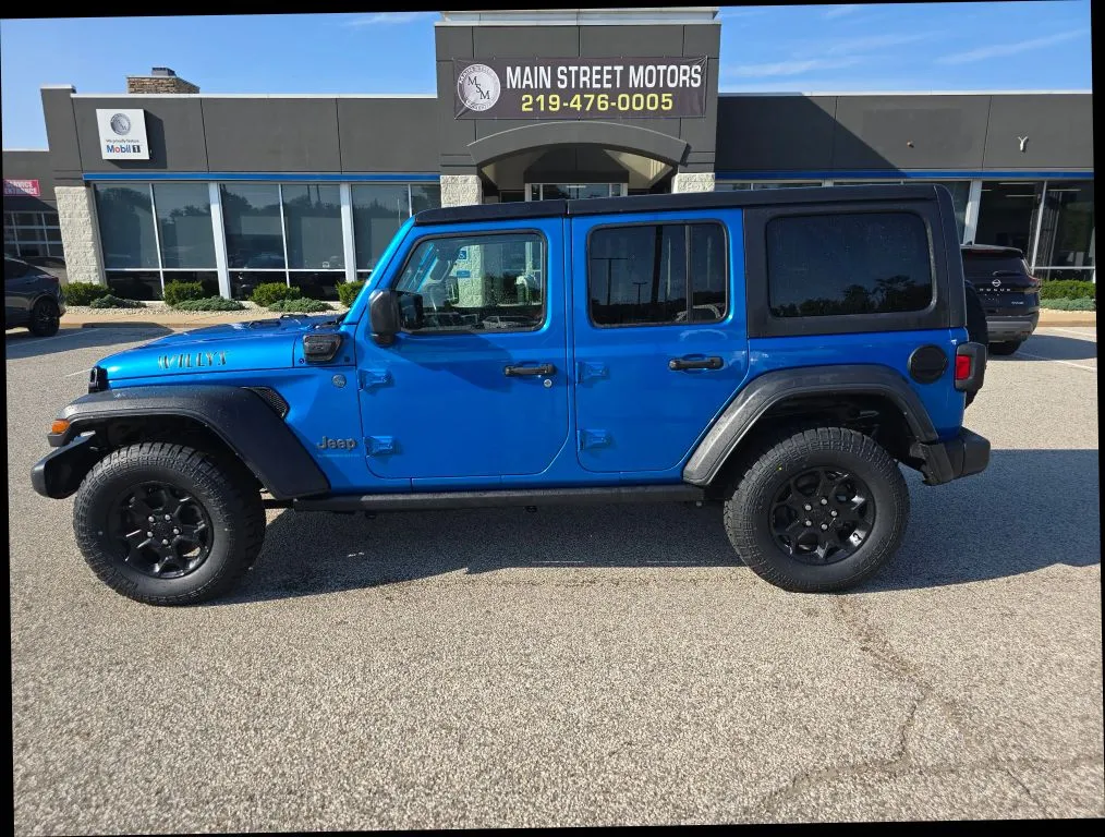 Blue 2023 Jeep Wrangler 4xe Willys 4xe Sport Utility 4D for sale in Portage, IN