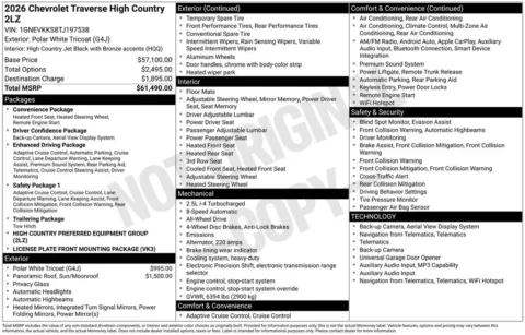 Photos of 2026 Chevrolet Traverse High Country for sale in Omaha, NE at Gregg Young Chevrolet - Omaha