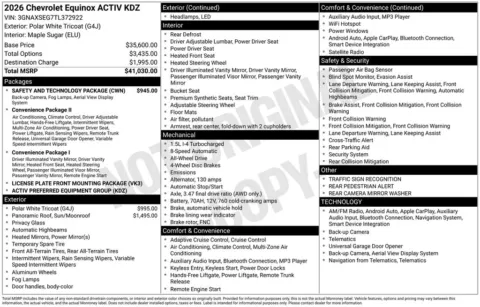 Photos of 2026 Chevrolet Equinox ACTIV for sale in Omaha, NE at Gregg Young Chevrolet - Omaha