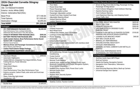 Photos of 2026 Chevrolet Corvette Stingray for sale in Omaha, NE at Gregg Young Chevrolet - Omaha