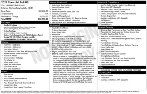 Photos of 2027 Chevrolet Bolt EV RS for sale in Omaha, NE at Gregg Young Chevrolet of Omaha