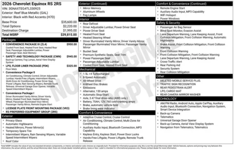 Photos of 2026 Chevrolet Equinox RS for sale in Omaha, NE at Gregg Young Chevrolet of Omaha