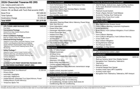 Photos of 2026 Chevrolet Traverse RS for sale in Omaha, NE at Gregg Young Chevrolet of Omaha