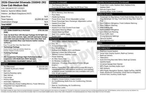 Photos of 2026 Chevrolet Silverado 2500 HD ZR2 for sale in Omaha, NE at Gregg Young Chevrolet of Omaha