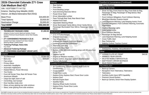 Photos of 2026 Chevrolet Colorado Z71 for sale in Omaha, NE at Gregg Young Chevrolet - Omaha