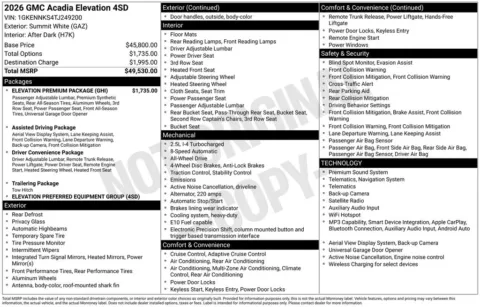 Photos of 2026 GMC Acadia Elevation for sale in Atlantic, IA at Gregg Young Automotive of Atlantic - Chevrolet GMC