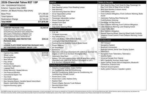Photos of 2026 Chevrolet Tahoe RST for sale in Atlantic, IA at Gregg Young Chevrolet GMC Atlantic
