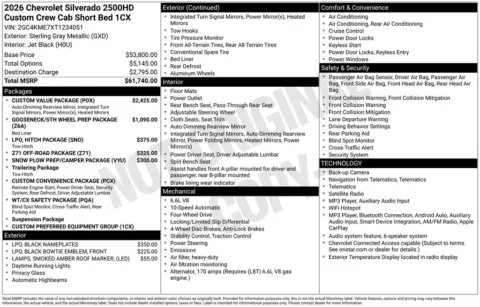 Photos of 2026 Chevrolet Silverado 2500 HD Custom for sale in Atlantic, IA at Gregg Young Chevrolet GMC Atlantic
