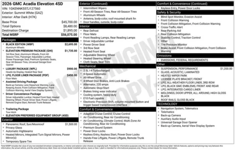 Photos of 2026 GMC Acadia Elevation for sale in Indianola, IA at Gregg Young Buick GMC Indianola