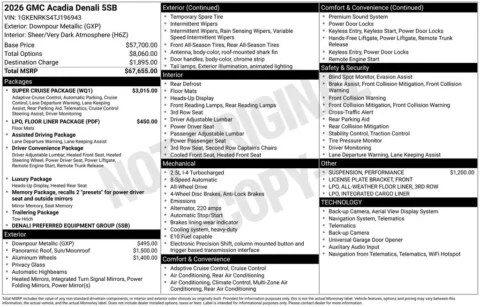 Photos of 2026 GMC Acadia Denali for sale in Indianola, IA at Gregg Young Buick GMC Indianola