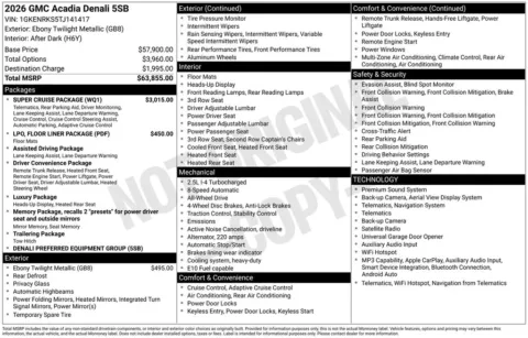 Photos of 2026 GMC Acadia Denali for sale in Indianola, IA at Gregg Young Buick GMC Indianola