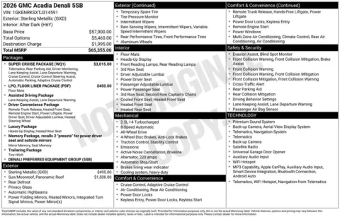 Photos of 2026 GMC Acadia Denali for sale in Indianola, IA at Gregg Young Buick GMC Indianola
