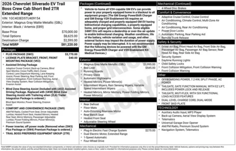 Photos of 2026 Chevrolet Silverado EV Trail Boss for sale in Norwalk, IA at Gregg Young Chevrolet of Norwalk