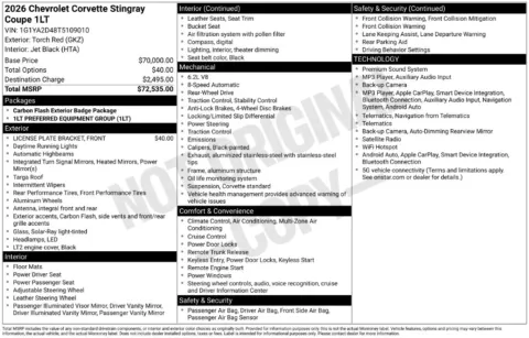 Photos of 2026 Chevrolet Corvette Stingray for sale in Norwalk, IA at Gregg Young Chevrolet of Norwalk