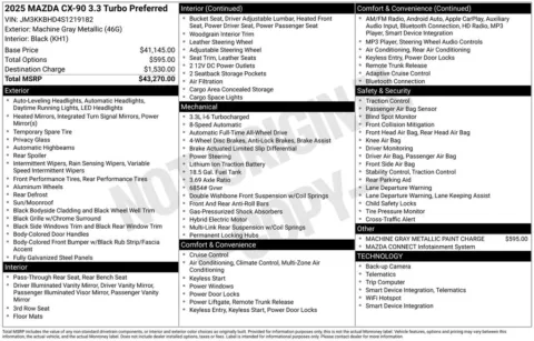 Photos of 2025 Mazda CX-90 3.3 Turbo Preferred for sale in Plattsmouth, NE at Gregg Young Chevrolet Of Plattsmouth