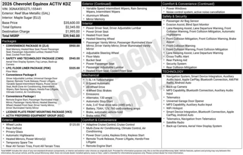 Photos of 2026 Chevrolet Equinox ACTIV for sale in Newton, IA at Gregg Young Ford of Newton
