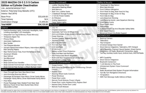 Photos of 2025 Mazda CX-5 2.5 S Carbon Edition for sale in Newton, IA at Gregg Young Ford of Newton
