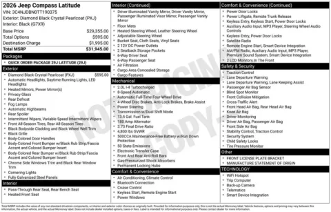 Photos of 2026 Jeep Compass Latitude for sale in Abrams, WI at Gregg Young Abrams Chrysler Dodge Jeep Ram