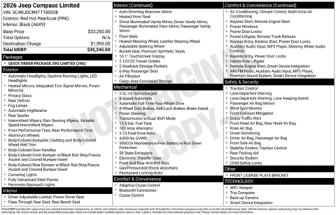 Photos of 2026 Jeep Compass Limited for sale in Abrams, WI at Gregg Young Abrams Chrysler Dodge Jeep Ram