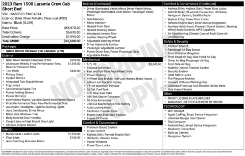 Photos of 2023 Ram 1500 Laramie for sale in Abrams, WI at Gregg Young Abrams Chrysler Dodge Jeep Ram