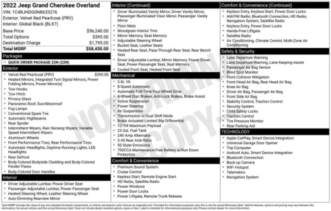 Photos of 2022 Jeep Grand Cherokee Overland for sale in Abrams, WI at Gregg Young Abrams Chrysler Dodge Jeep Ram