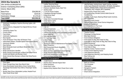 Photos of 2024 Kia Sorento S for sale in Abrams, WI at Gregg Young Abrams Chrysler Dodge Jeep Ram