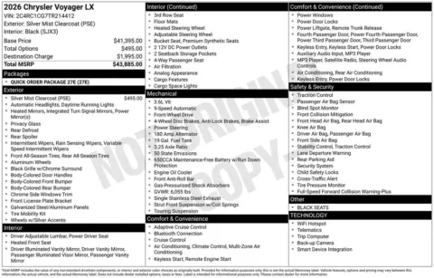 Photos of 2026 Chrysler Voyager LX for sale in Abrams, WI at Gregg Young Abrams Chrysler Dodge Jeep Ram