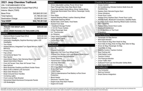 Photos of 2021 Jeep Cherokee Trailhawk for sale in Abrams, WI at Gregg Young Abrams Chrysler Dodge Jeep Ram