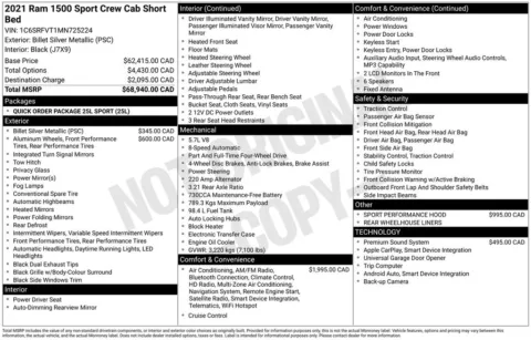 Photos of 2021 Ram 1500 Sport for sale in Abrams, WI at Gregg Young Abrams Chrysler Dodge Jeep Ram