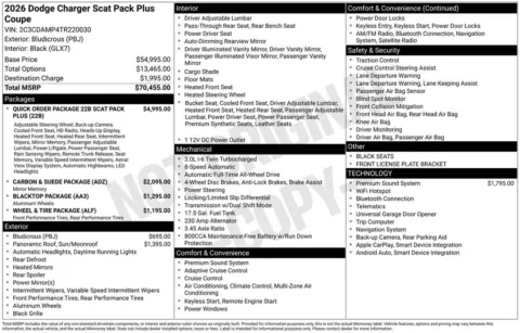 Photos of 2026 Dodge Charger R/T Scat Pack for sale in Abrams, WI at Gregg Young Abrams Chrysler Dodge Jeep Ram