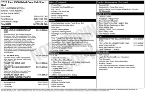 Photos of 2023 Ram 1500 Rebel for sale in Abrams, WI at Gregg Young Abrams Chrysler Dodge Jeep Ram