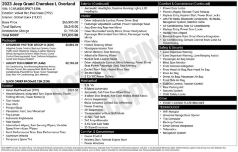 Photos of 2023 Jeep Grand Cherokee L Overland for sale in Abrams, WI at Gregg Young Abrams Chrysler Dodge Jeep Ram